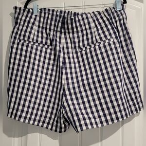 Ann Taylor Factory XL Navy and White Gingham Shorts with Ruffle Waistband